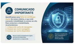 Comunicado - Erro no certificado digital do sistema Master Manager